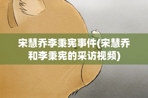 宋慧乔李秉宪事件(宋慧乔和李秉宪的采访视频) 宋慧乔李秉宪事件(宋慧乔和李秉宪的采访视频)