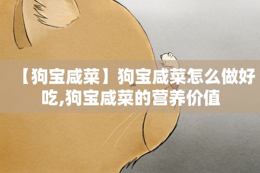 【狗宝咸菜】狗宝咸菜怎么做好吃,狗宝咸菜的营养价值